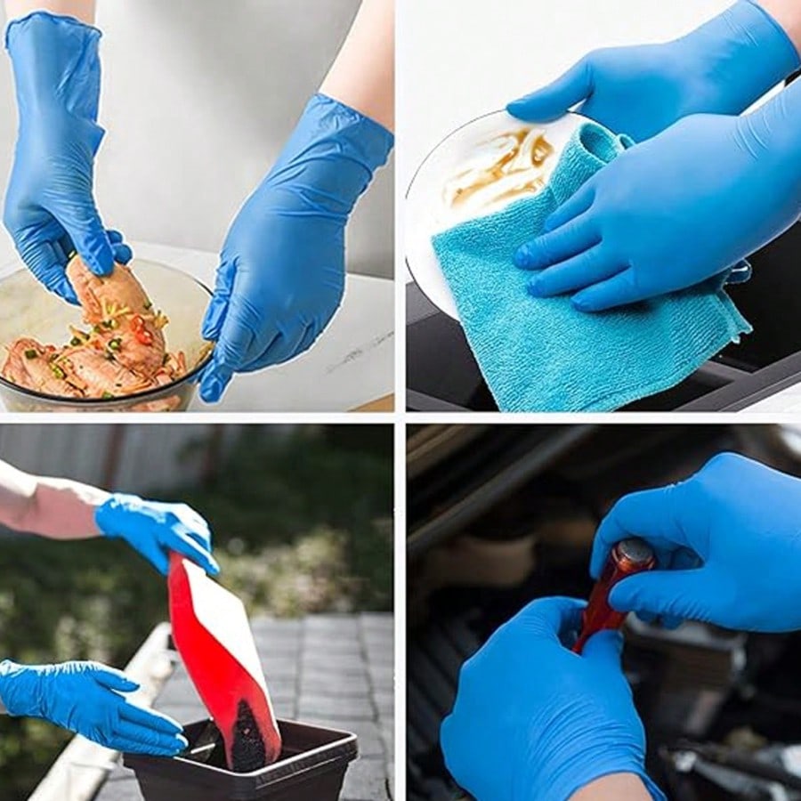 Rubber Glove Cleaning - 100 sztuk wytrzymałych jednorazowych rękawic nitrylowych,